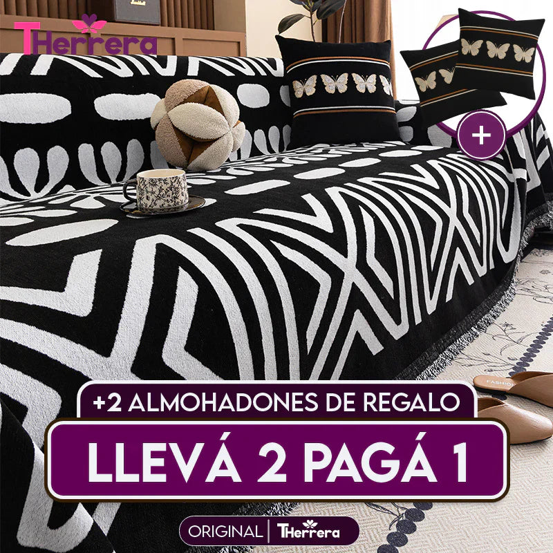 [Lleva 2 y Paga 1]Funda para Sofá Manuela (Calidad y Comodidad para tu Hogar) +2 REGALOS: 2 Fundas para Cojines